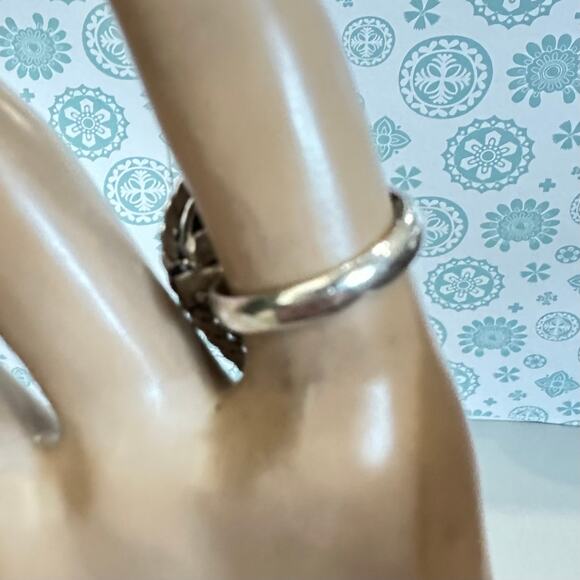 Mahogany obsidian gemstone rang silver overlay stamped 925 adjustable - Picture 3 of 5